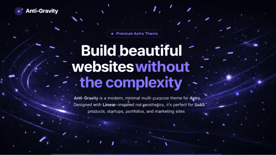 Anti-Gravity premium Astro theme design
